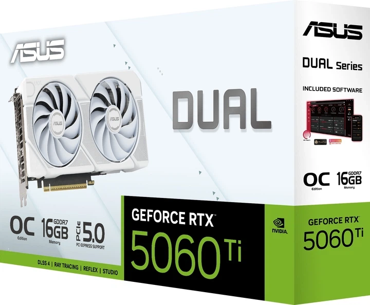 Відеокарта ASUS PCI-Ex GeForce RTX 5060 Ti Dual White OC Edition 16GB GDDR7 (128bit) (2632/28000) (HDMI, 3 x DisplayPort) (DUAL-RTX5060TI-O16G-WHITE) - зображення 14