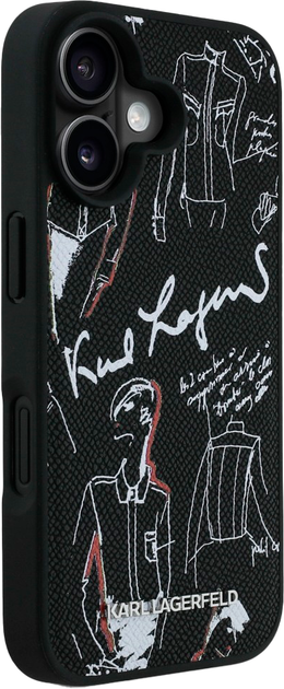 Etui Karl Lagerfeld Grained Pattern & Logo MagSafe do iPhone 16 Black (3666339463304) - obraz 4
