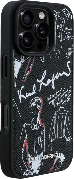 Панель Karl Lagerfeld Grained Pattern & Logo MagSafe для iPhone 16 Pro Black (3666339463328) - зображення 3