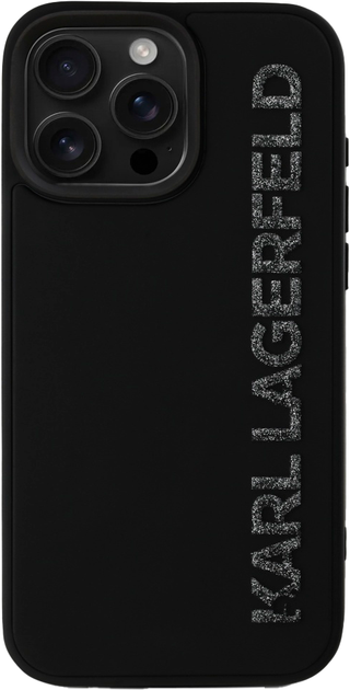 Панель Karl Lagerfeld HC 3D Rubber Elongated Glitter для iPhone 16 Pro Black (3666339357023) - зображення 3
