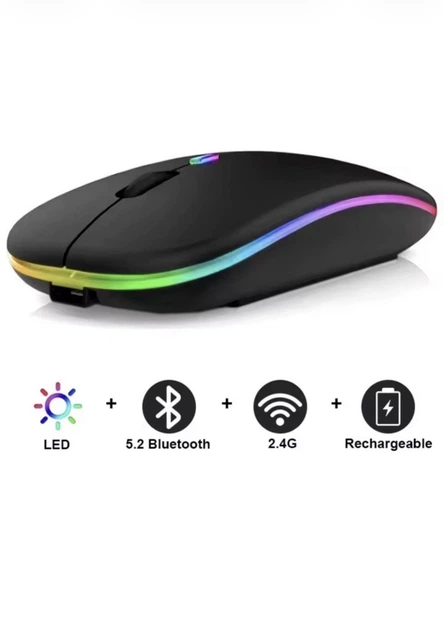 Беспроводная аккумуляторная мышка с RGB-подсветкой (bluetooth+usb) - изображение 5
