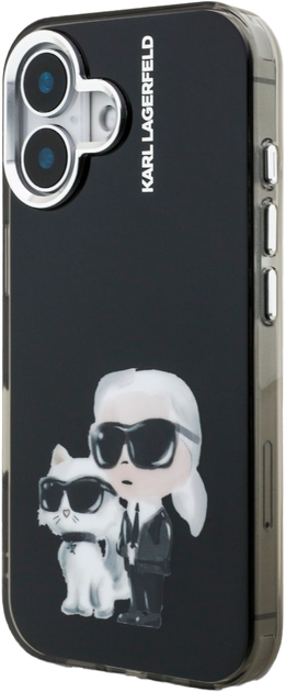 Etui Karl Lagerfeld IML Aquarelle Karl & Choupette & Logo do iPhone 16 Black (3666339464745) - obraz 2