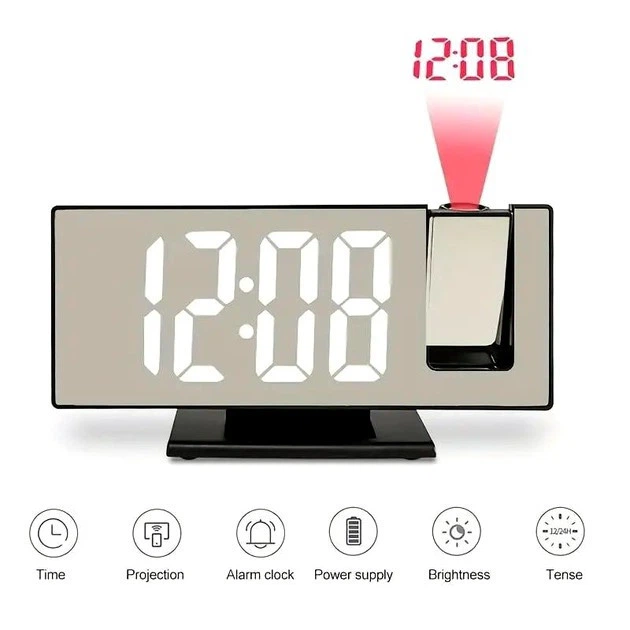 Цифровые часы с проекцией на потолок DS-3618LP LED дисплей будильник USB зарядка автоматическая регулировка яркости - изображение 8