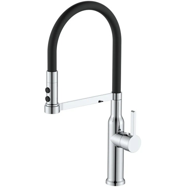 Смеситель для кухни MIXXUS PREMIUM PULL 017 REFL.BLACK (Цвет хром+силик.вылив черный) (MI8277) - Фото 1 Смеситель для кухни MIXXUS PREMIUM PULL 017 REFL.BLACK (Цвет хром+силик.вылив черный) (MI8277) - изображение 1