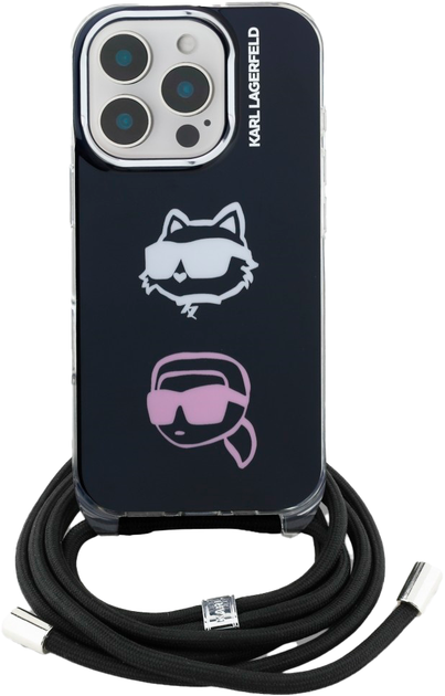 Панель Karl Lagerfeld IML Crossbody Karl&Choupette Head для iPhone 16 Pro Max Black (3666339461898) - зображення 2