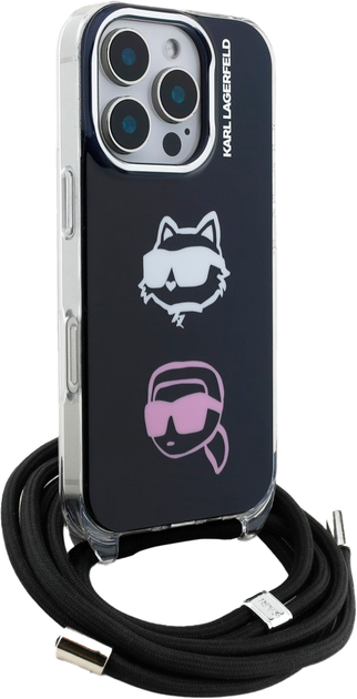 Панель Karl Lagerfeld IML Crossbody Karl&Choupette Head для iPhone 16 Pro Max Black (3666339461898) - зображення 3
