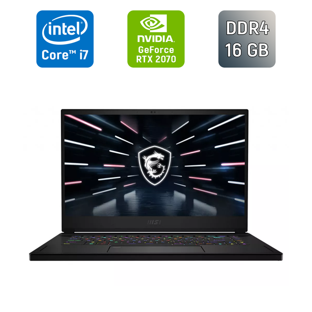 Ігровий ноутбук MSI GS66 / 15,6" (1920x1080) IPS / Intel Core i7-10750H (6 (12) ядер по 2,6 - 5,0 ГГц) / 16 ГБ DDR4 / 1000 ГБ SSD / nVidia GeForce RTX 2070, 8 ГБ GDDR6, 256-біт / Веб-камера / Windows 10 б/в - Фото 1 Ігровий ноутбук MSI GS66 / 15,6" (1920x1080) IPS / Intel Core i7-10750H (6 (12) ядер по 2,6 - 5,0 ГГц) / 16 ГБ DDR4 / 1000 ГБ SSD / nVidia GeForce RTX 2070, 8 ГБ GDDR6, 256-біт / Веб-камера / Windows 10 б/в - зображення 1