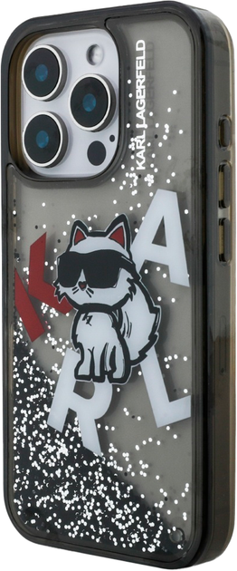Панель Karl Lagerfeld Liquid Glitter Choupette Logo для iPhone 16 Pro Max Black (3666339464059) - зображення 2