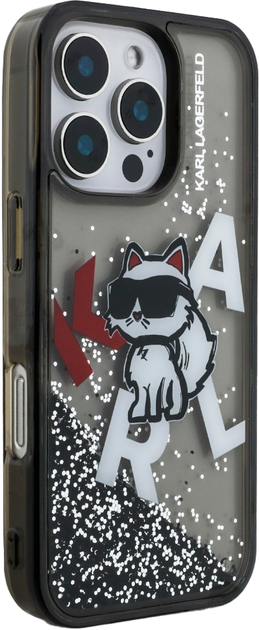 Панель Karl Lagerfeld Liquid Glitter Choupette Logo для iPhone 16 Pro Max Black (3666339464059) - зображення 4