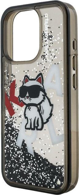 Панель Karl Lagerfeld Liquid Glitter Choupette Logo для iPhone 16 Pro Max Black (3666339464059) - зображення 6