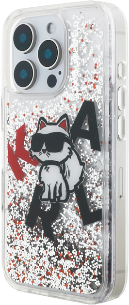 Etui Karl Lagerfeld Liquid Glitter Choupette Logo do iPhone 16 Pro Transparent (3666339464226) - obraz 2