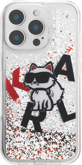 Etui Karl Lagerfeld Liquid Glitter Choupette Logo do iPhone 16 Pro Transparent (3666339464226) - obraz 3