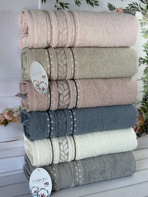 Набор махровых полотенец Cestepe MicroCotton Premium Filiz 70х140 см банные 6 шт. - изображение 3