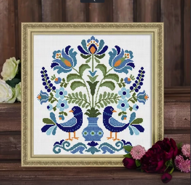 Набор для вышивания по нанесённой на канву схеме "Blue Bird". AIDA 11CT printed , 36*36 см - Фото 4 Набор для вышивания по нанесённой на канву схеме "Blue Bird". AIDA 11CT printed , 36*36 см - изображение 4