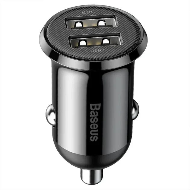 Автомобильная зарядка Baseus 4.8A 2USB для смартфонов и планшетов быстрая подзарядка через прикуриватель черная - Фото 2 Автомобильная зарядка Baseus 4.8A 2USB для смартфонов и планшетов быстрая подзарядка через прикуриватель черная - изображение 2