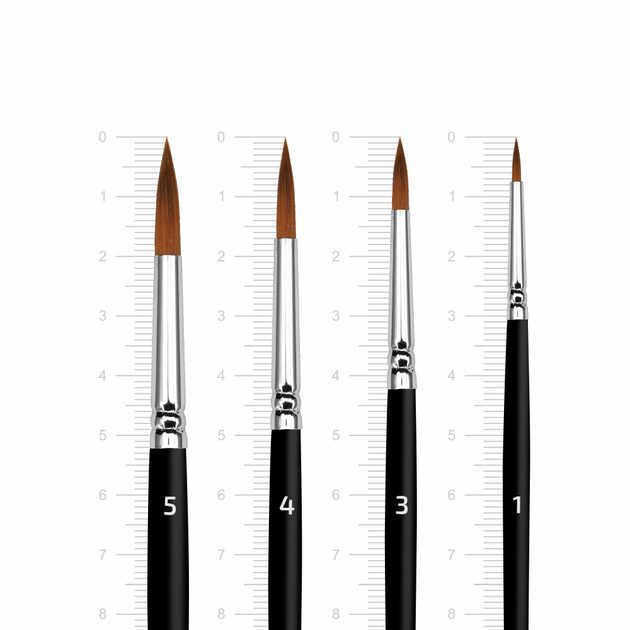 Набір пензлів №2 синтетика 4шт, кругла (№1,3,4,5) коротка ручка Arteo - изображение 5