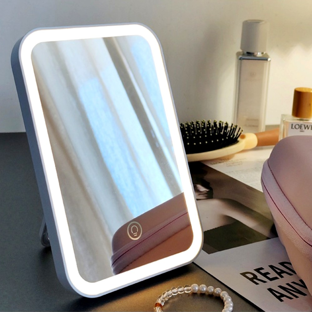 Дорожный органайзер для косметики 23х13х8 см с LED-зеркалом и USB Розовый Текстиль - Фото 7 Дорожный органайзер для косметики 23х13х8 см с LED-зеркалом и USB Розовый Текстиль - изображение 7