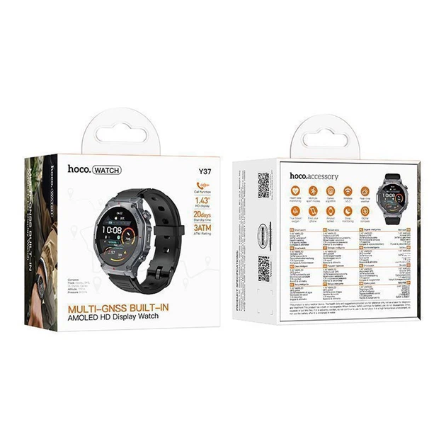 Смарт-годинник Hoco Y37 AMOLED GPS sports watch(call version) Black - Фото 2 Смарт-годинник Hoco Y37 AMOLED GPS sports watch(call version) Black - зображення 2