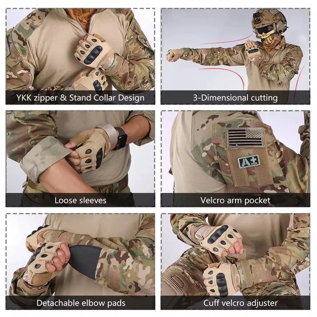 Тактическая сорочка военная Убакс Idogear G3 с налокотниками, multicam Rip-Stop, размер 2XL - изображение 3