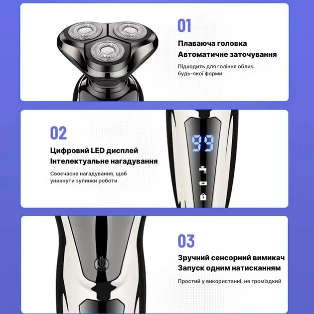 Электробритва 3 в 1 Weizer UltimateShave Trio c триммером - изображение 7