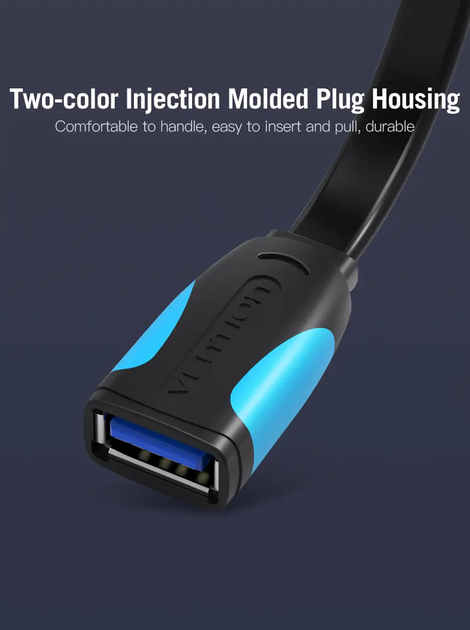 USB кабель-удлинитель Vention USB 3.0 Male to USB Female 5 Гбит/с 0.5 м Black (VAS-A13-B050) - изображение 4