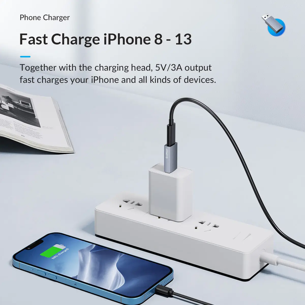 Адаптер перехідник Orico USB A to Type-C 10 Гбіт/с Gray (ORICO-AH-AC10-GY-BP) - зображення 6