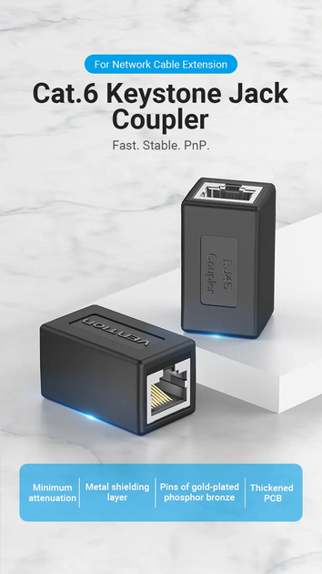 Удлинитель сетевого кабеля Vention Cat.6 FTP 1000 Мбит/с 250 МГц переходник RJ45 Ethernet Black (IPVB0) - изображение 5