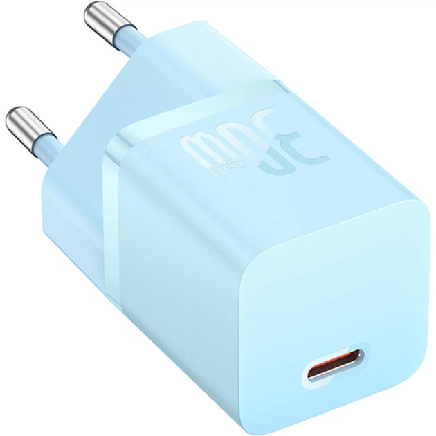 Сетевое зарядное устройство BASEUS GaN5 Fast Charger Mini 1C 30W Blue (CCGN070603) - Фото 2 Сетевое зарядное устройство BASEUS GaN5 Fast Charger Mini 1C 30W Blue (CCGN070603) - изображение 2