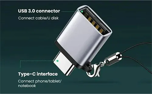 Адаптер переходник OTG Ugreen USB Female to Type-C Male Silver (US270) - изображение 4