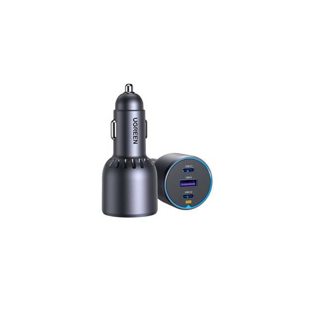 Автомобільний зарядний пристрій для телефона Ugreen 75 W 2*USB-C PD 3.0 & USB-A Grey (EC703) - Фото 3 Автомобільний зарядний пристрій для телефона Ugreen 75 W 2*USB-C PD 3.0 & USB-A Grey (EC703) - зображення 3