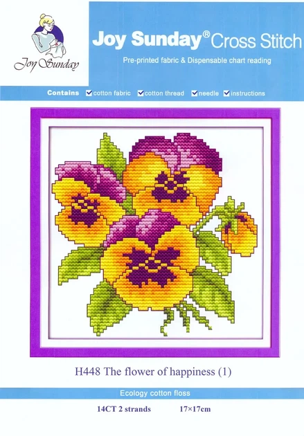 Набір для вишивання за нанесеною на канву схемою "The flower of happihess 1". AIDA 14CT printed 17*17 см - зображення 2