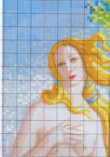 Набір для вишивання за нанесеною на канву схемою "The Birth of Venus". AIDA 14CT printed 110*71 см - зображення 4