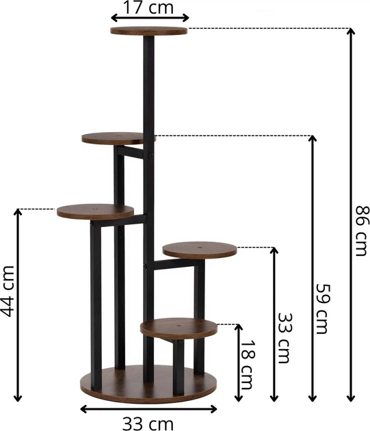 Stojak na kwiaty Springos metalowy 5 poziomów Ciemnobrązowy GA0219 (5908455306843) - obraz 10