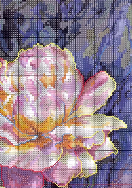 Набор для вышивания по нанесённой на канву схеме "Vintage rose". AIDA 14CT printed, 59*44 см - изображение 5