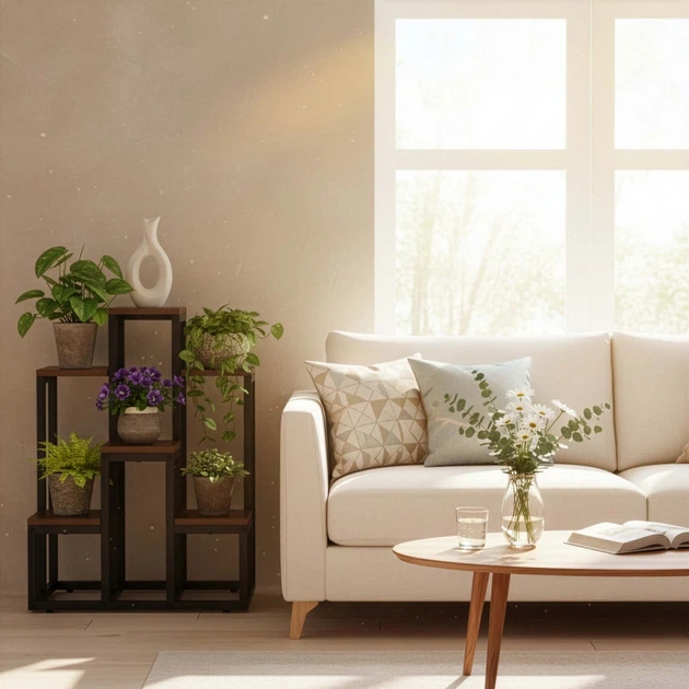 Stojak na kwiaty Springos metalowy 6 poziomów 67.5 cm Ciemnobrązowy GA0220 (5908455307031) - obraz 7