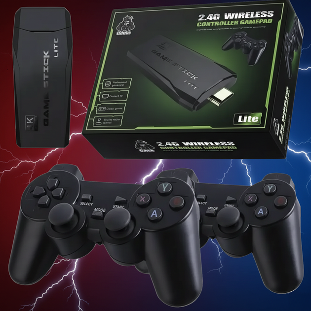 Ретро ігрова консоль M8 Mini Game Stick 4K з емуляторами PS1/GBA + 2 бездротові геймпади (64 Гб) - зображення 7