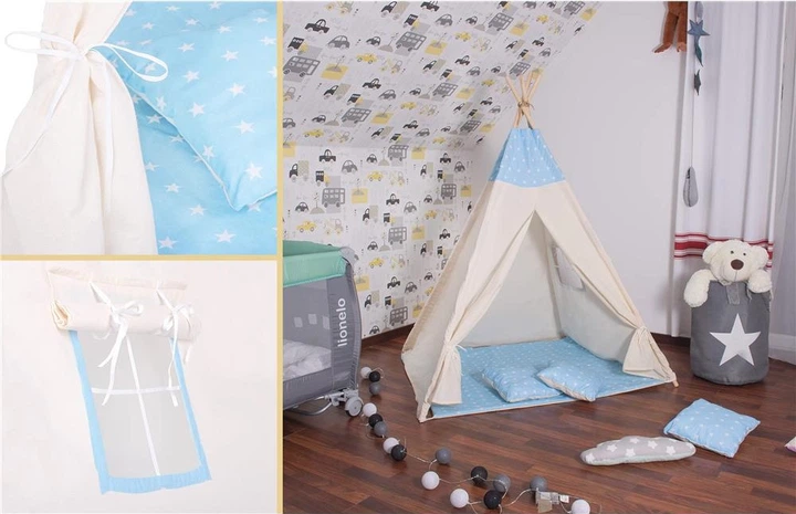 Namiot dla dzieci Springos Tipi Błękitny w gwiazdki TIP06 (5907719428703) - obraz 8