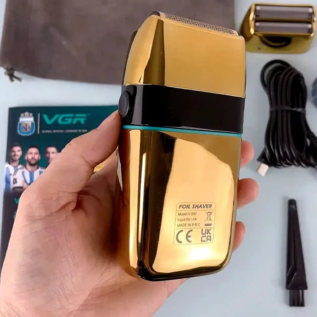 Электробритва роторная с дисплеем 7500 об/мин 3 головки USB влагозащищенный корпус модель V-350 цвет желтый - изображение 8