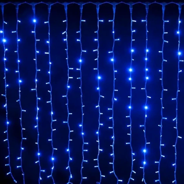 Гірлянда штора водоспад 320LED синій світло 3х2м для прикраси інтер'єру - зображення 7