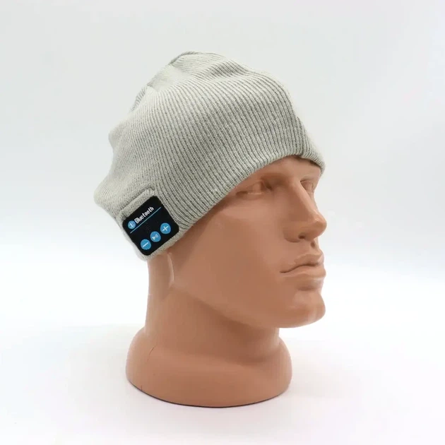 Шапка с Bluetooth наушниками и микрофоном трикотажная гарнитура для зимы цвет серый размер one size - изображение 8