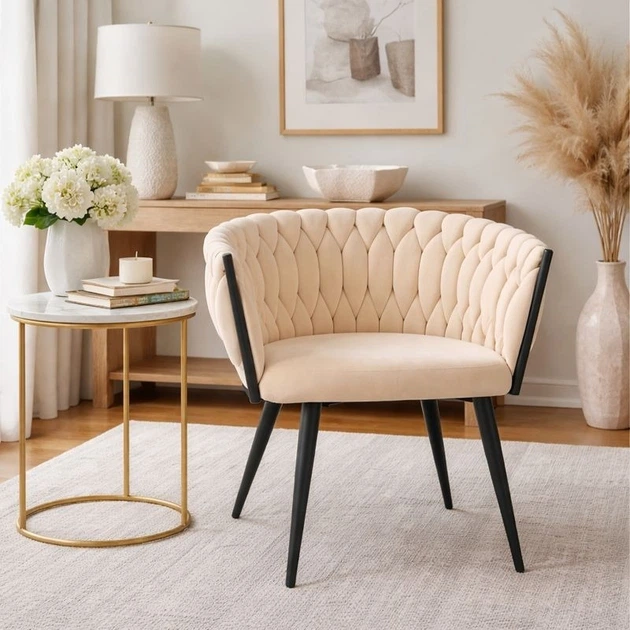 Krzesło welurowe Hedo Glamour Beżowe (5907184130149) - obraz 10