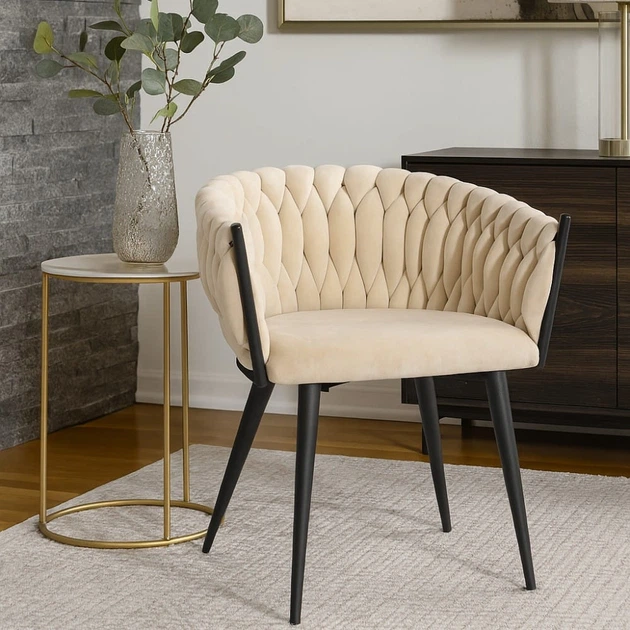 Krzesło welurowe Hedo Glamour Beżowe (5907184130149) - obraz 11