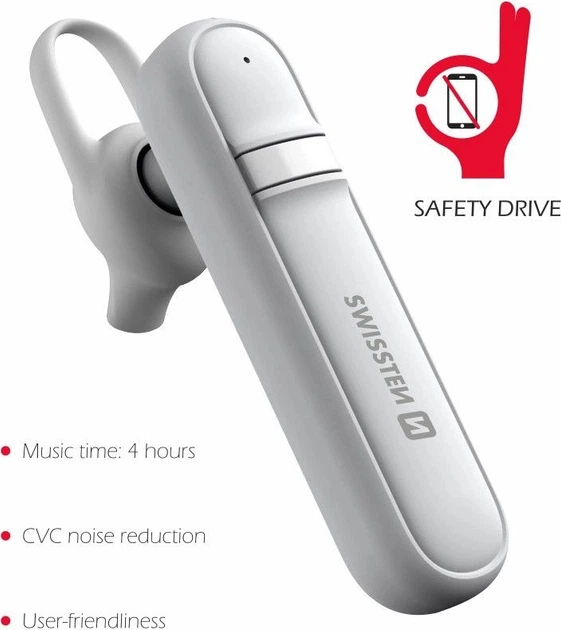 Słuchawka Bluetooth Swissten Caller White (8595217476332) - obraz 3