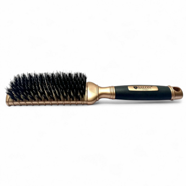 Профессиональная щетка Salon Professional 1375 RPT gold для полировки и вытяжки волос. Золотистая комбинированная массажка. - изображение 3