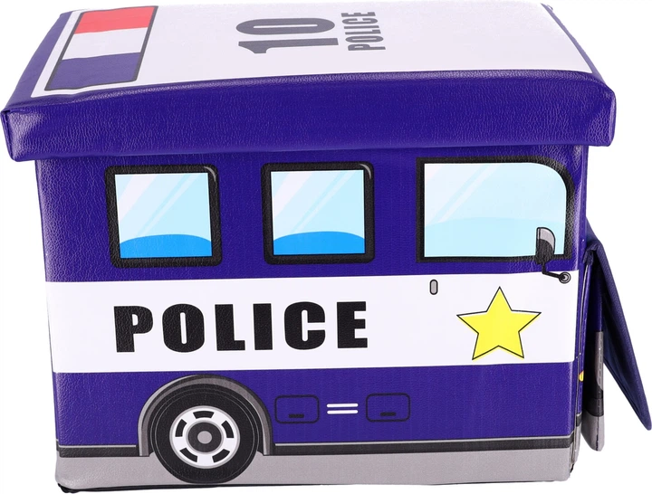 Skrzynia na zabawki Hedo z pufą Wóz policyjny (5904041123542) - obraz 4