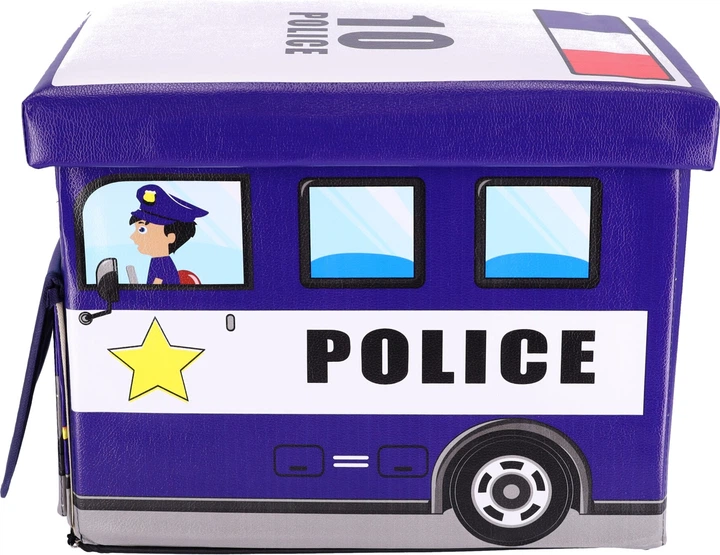 Skrzynia na zabawki Hedo z pufą Wóz policyjny (5904041123542) - obraz 6