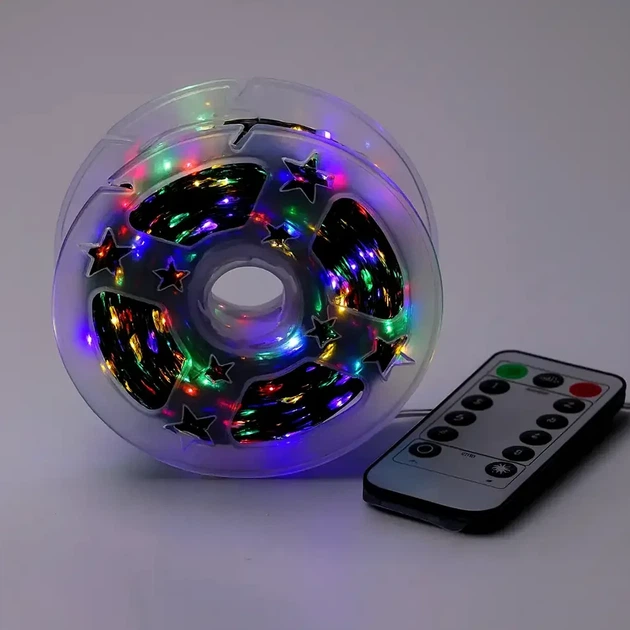Гирлянда LED 2000 штук длина 200 метров с пультом управления разноцветная для новогодней елки USB питание - изображение 5