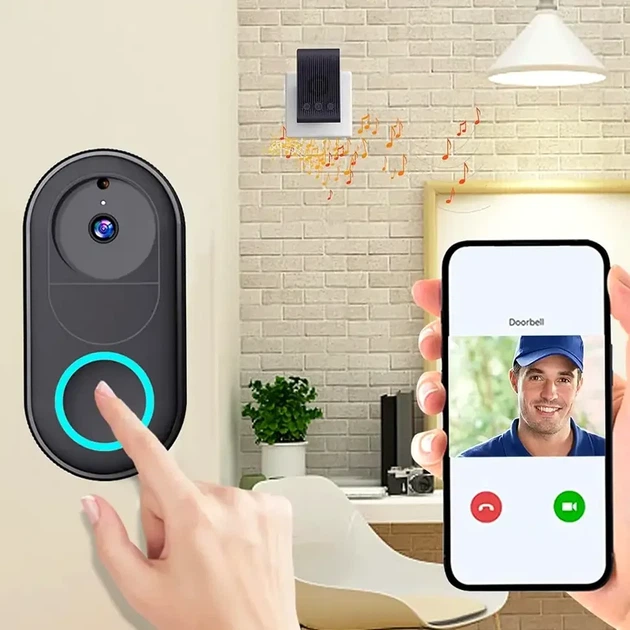 Беспроводной дверной звонок с видеокамерой WiFi USB домофон для видеозвонков с функцией видеонаблюдения - изображение 2