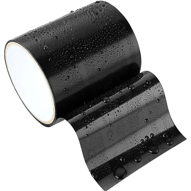 Водонепроникна стрічка Flex Tape 150х10см чорний універсальний ремонтний скотч клейка стрічка для шкіри текстилю 1 рулон - зображення 3
