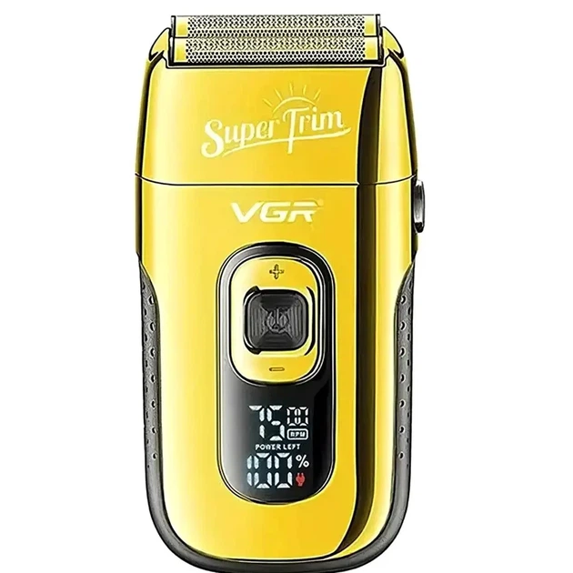 Электробритва VGR Super Trim V-332 аккумуляторная с дисплеем 4 насадки время работы 150 минут зарядка 2 часа золотистая - изображение 3